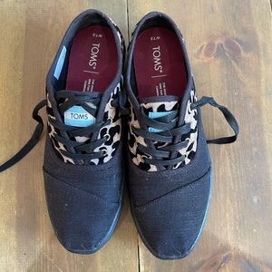 Toms Black and Leopard Sneakers